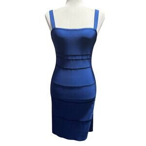 Hervé Léger Rare Reversible Blue/Black Bandage Dress No Size Tag Est. XXS/XS